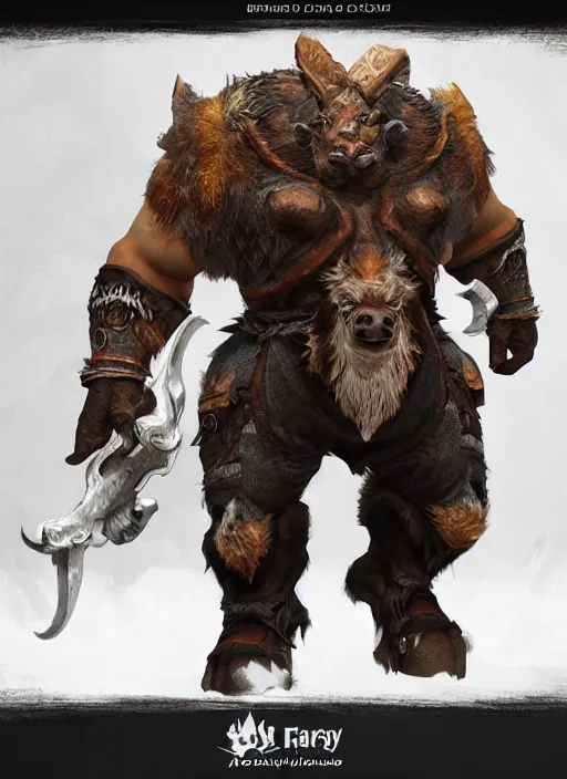 Image similar to а fantasy Proto-Slavic mythology boar inspired blizzard games, full body, detailed and realistic, 4k, top-artstation, octane render