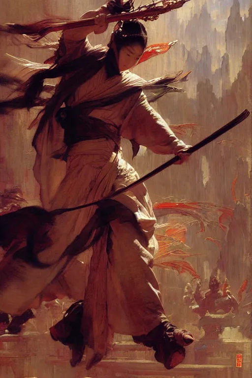 Image similar to wuxia, painting by gaston bussiere, craig mullins, j. c. leyendecker