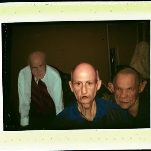 Image similar to a found polaroid photo of trash humpers in the backrooms