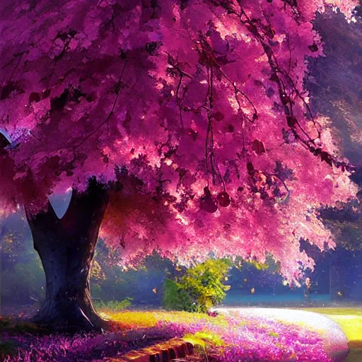 Image similar to Beautiful cherry-tree, digital art, magnificent, painting, soft lighting by Patrick Faulwatter, Andrée Wallin, Sylvain Sarrailh