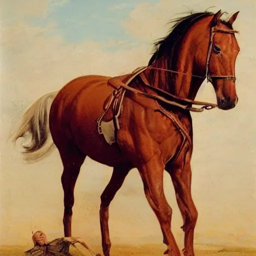 Image similar to a horse riding a horse riding a horse