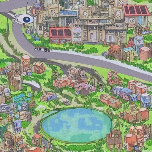 Prompt: a town designed by hayao miyazaki, studio ghibli