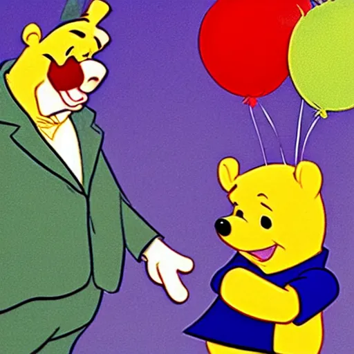 Image similar to winnie the pooh playing the joker from batman