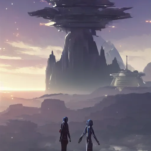 Image similar to Sci-Fi D&D, by makoto shinkai