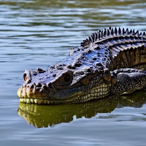 Image similar to Full body photo of a crocodile with feathers