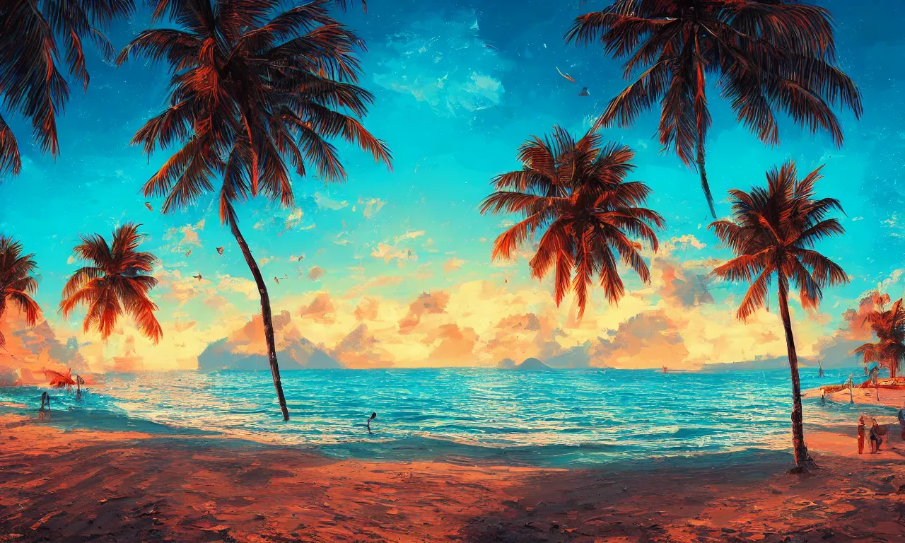 Image similar to paradise beach by alena aenami artworks in 4 k