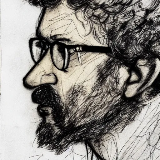 Prompt: a realistic yet scraggly portrait sketch of the side profile of a stern and sophisticated george michael, trending on artstation, intricate details, in the style of frank auerbach, in the style of sergio aragones, in the style of martin ansin, in the style of david aja, in the style of mattias adolfsson