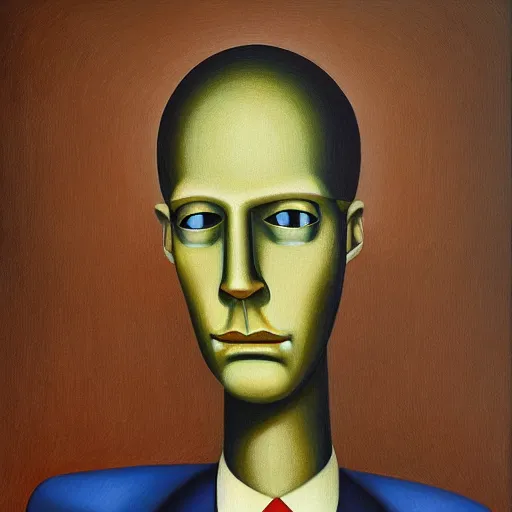 Image similar to super - intelligent robot with kind eyes portrait, pj crook, ( ( ( grant wood ) ) ), pj crook, ( ( ( edward hopper ) ) ), oil on canvas