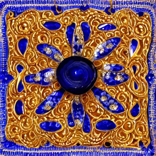 Image similar to sapphire flower, ornamental art