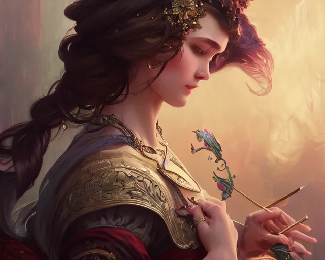 Image similar to photography of anna razumovskaya, deep focus, d & d, fantasy, intricate, elegant, highly detailed, digital painting, artstation, concept art, matte, sharp focus, illustration, hearthstone, art by artgerm and greg rutkowski and alphonse mucha