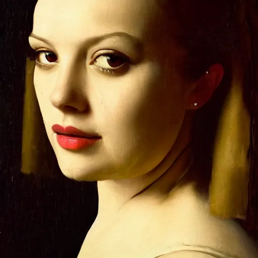 Prompt: portrait of abbie cornish by johannes vermeer, hd, beautiful, glamorous, award winning, 4 k