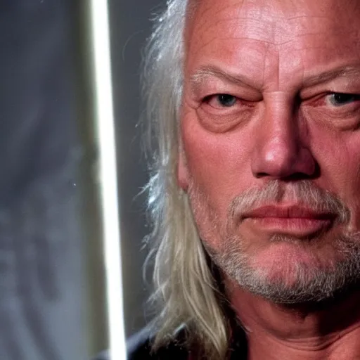 Prompt: Photo of David Gilmour as a character in Don\'t Hugh Me I\'m Scared