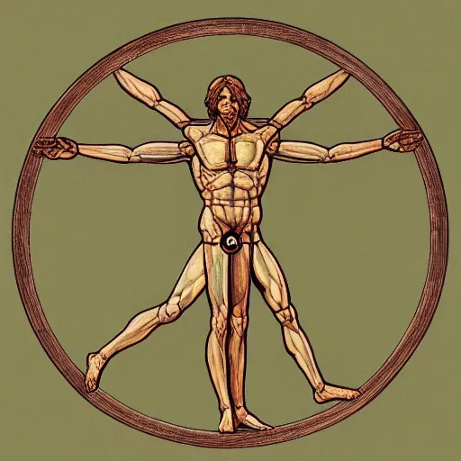 Image similar to the Vitruvian Man as a real person in real life with 4 arms and 4 legs doing cartwheels in a park, ultra detailed, 8k resolution, ultrarealistic