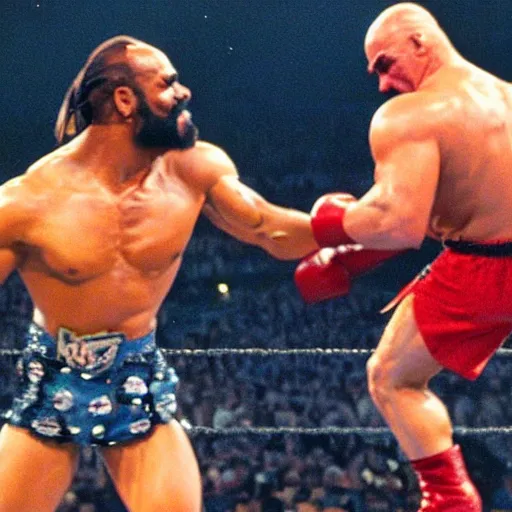 Image similar to wrestlemania mr t punching hulk hogan