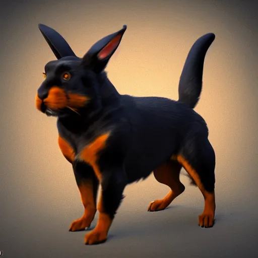 Prompt: Rottweiler rabbit hybrid, rendered in unreal engine