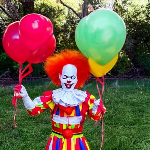 Image similar to pennywise the clown hosting a childrens party