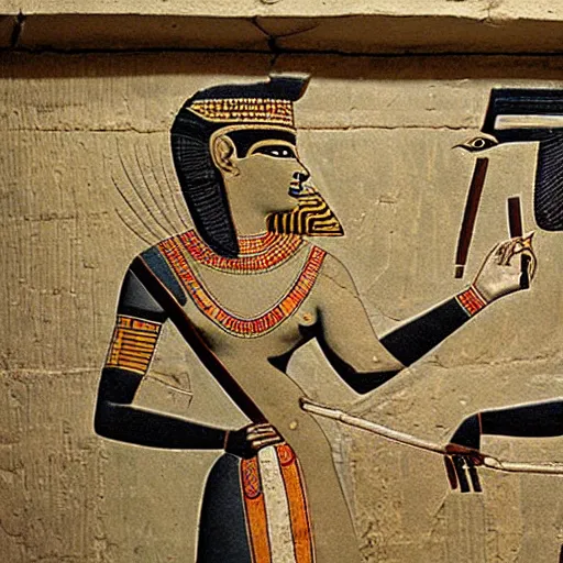 Prompt: ancient Egyptian mural depicting Hitler