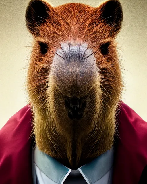 Image similar to a portrait photo of a doctor who is also a capybara, 4 k, high quality, award winning photo