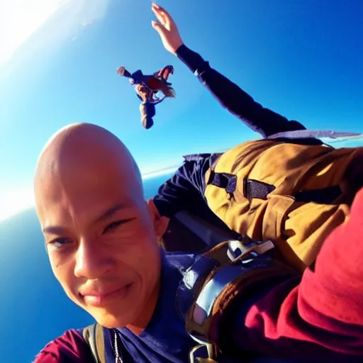 Image similar to aang from avatar the last airbender skydiving