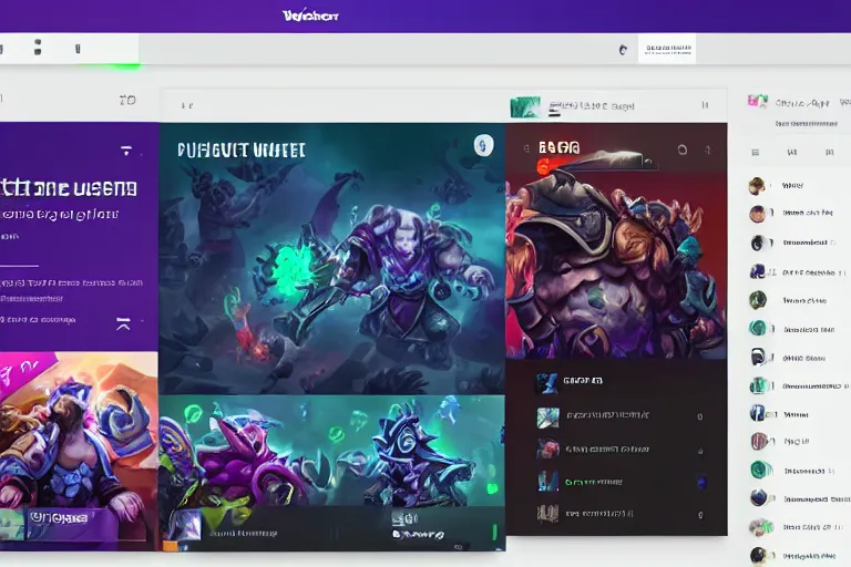 Prompt: plug on twitch channel on dota full ui ux design, trending on behance