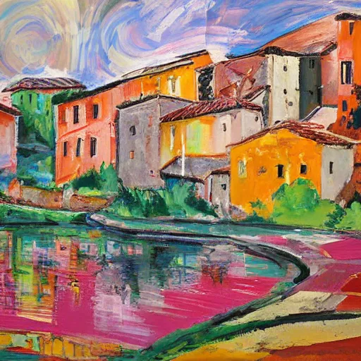 Prompt: expressionism italian village