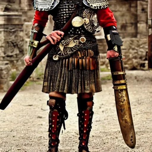 Prompt: steampunk roman warrior s