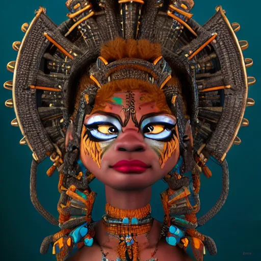 Prompt: character design of mayan voodoo goddess, concept art, game art, highly intrincate, full body front and side, unreal engine, very detailed, detailed face, octane render, artstation, cgsociety, character design