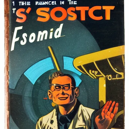 Prompt: 1 9 5 0 s science fiction book cover for isaac asimov's story robot friendship