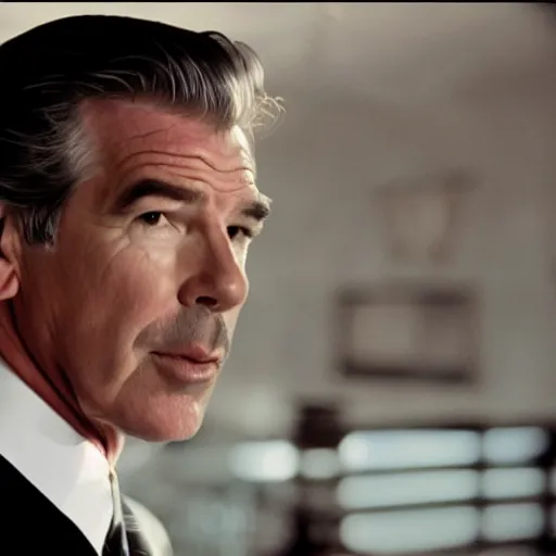 Image similar to a screenshot of pierce brosnan in casino royale, extremely realistic, shot on arri alexa prime lens