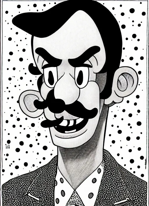 Prompt: portrait of waluigi, freckles, intricate, highly detailed, illustration, art by junji ito, junji ito