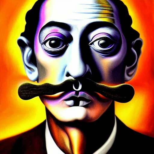 Prompt: An extremely psychedelic portrait of Salvador Dali, surreal, LSD, face, detailed, intricate, elegant, lithe, highly detailed, digital painting, artstation, concept art, smooth, sharp focus, illustration