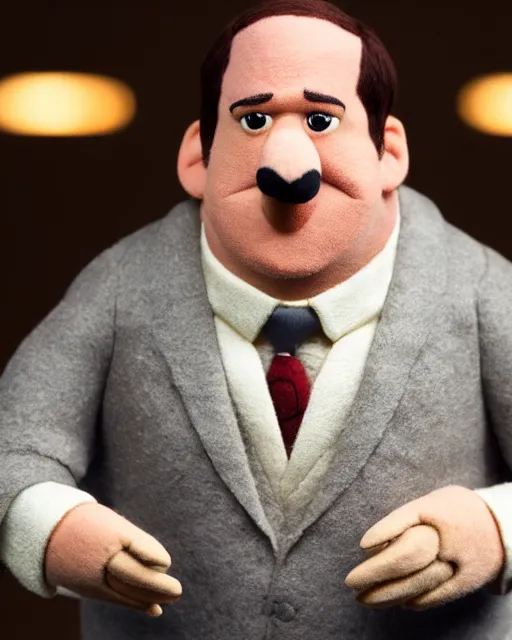 Image similar to kevin malone as a muppet. highly detailed felt. hyper real photo. 4 k.