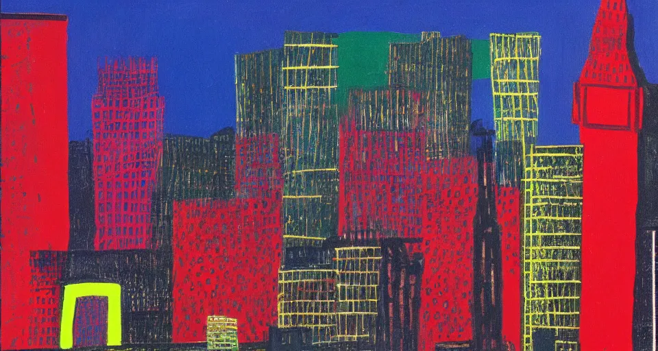 Prompt: color sketch of the london skyline, highly detailed, dramatic lighting, intense shadows, rich deep colours, by david hockney