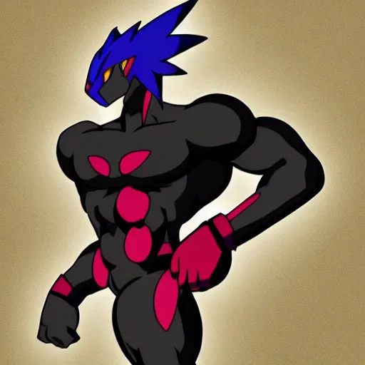 Prompt: muscular black pokemon