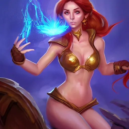 Prompt: tiny abdomen & inflated hips body, amazing realistic eyes, coherent arms and hands = The sorceress casting a fire ball, league of legends, digital painting, artstation, concept art, smooth, sharp focus, illustration, ArtStation, art by 1000000% Hearthstone