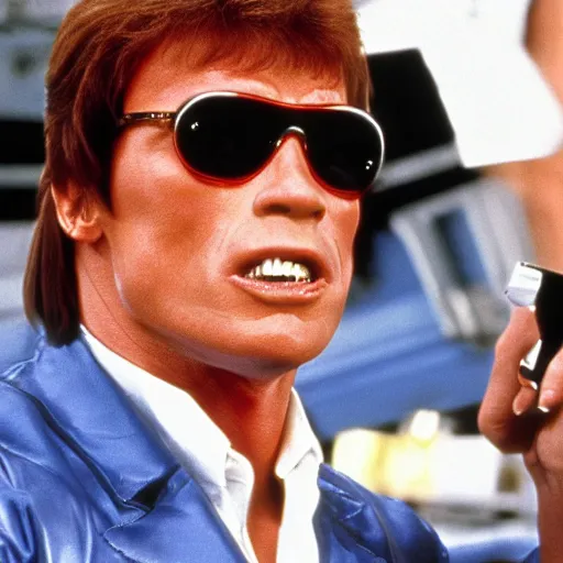 Prompt: arnold schwarzenegger as austin powers, movie still