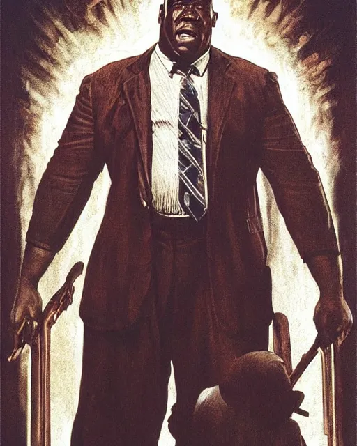 Image similar to john coffey in the green mile, airbrush, drew struzan illustration art, key art, movie poster