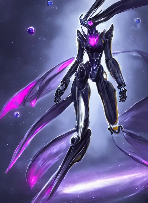 Image similar to cinematic shot, cosmic sized perfectly proportioned stunning beautiful hot female warframe, anthropomorphic robot female mecha dragon, silver, fuschia flesh, floating in empty space, nebula sized, holding a galaxy, epic proportions, epic size, epic scale, furry art, dragon art, giantess art, warframe fanart, furaffinity, deviantart