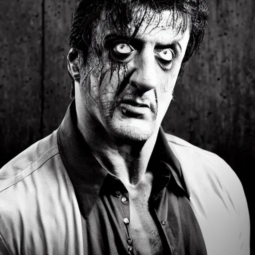 Prompt: zombie sylvester stallone