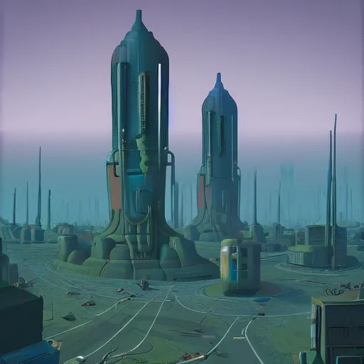 Image similar to Martian city by Simon Stålenhag