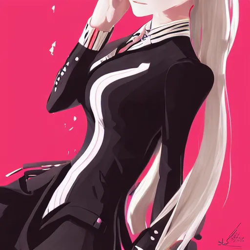 Image similar to Ann Takamaki from Persona 5, elegant, 2d, ultra highly detailed, digital painting, smooth, sharp focus, artstation, portrait art by Ilya Kuvshinov