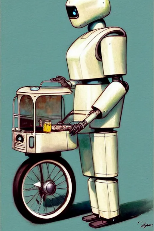 Image similar to ( ( ( ( ( 1 9 5 0 s retro future android robot mobile icecream vendor. muted colors., ) ) ) ) ) by jean - baptiste monge,!!!!!!!!!!!!!!!!!!!!!!!!!