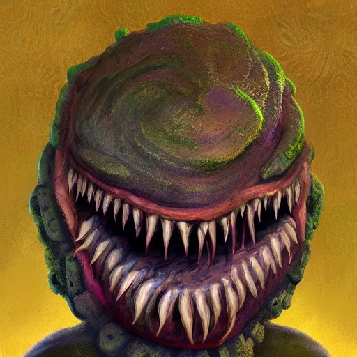 Prompt: oil painting of a horrifying eldritch abomination that just wants to be your friend, hypercute, sharp highlights, amazing textured brush strokes, accurate shape, cinematic soft volumetric studio lighting, 4k, VFX, HDR