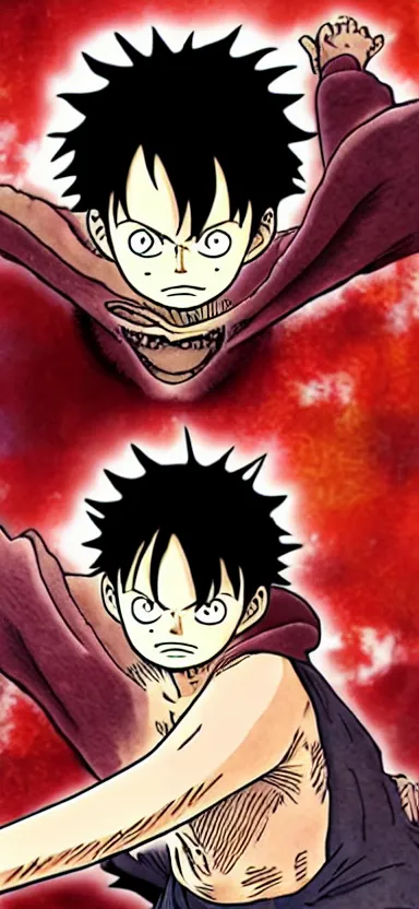 Image similar to luffy in berserk manga