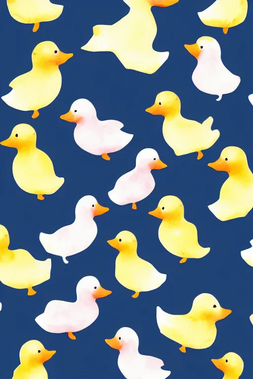 Prompt: minimalist watercolor art of cute rubber ducks on white background, illustration, vector art