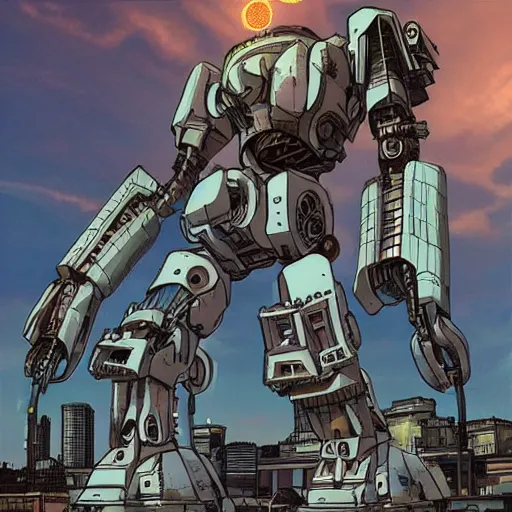 Prompt: a giant robot corpse repurposed to house a booming city in its hull, set in the distant future, steampunk, cyberpunk, warm lights, anime, vhs distortion