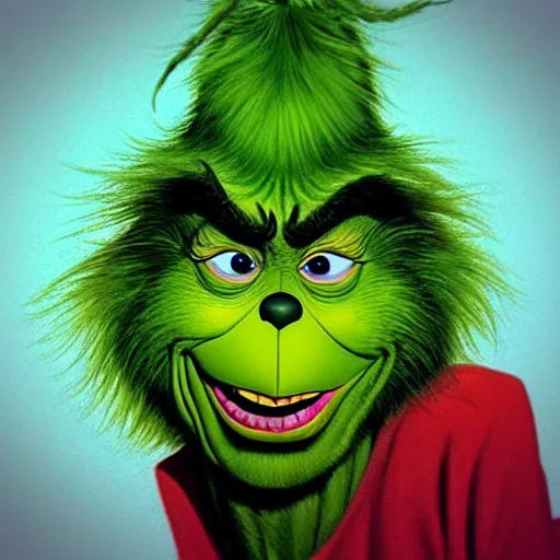 Prompt: “the grinch painted by Salvador Dali in the psychedelic desert , Disney art style xtencio Halloween night.”