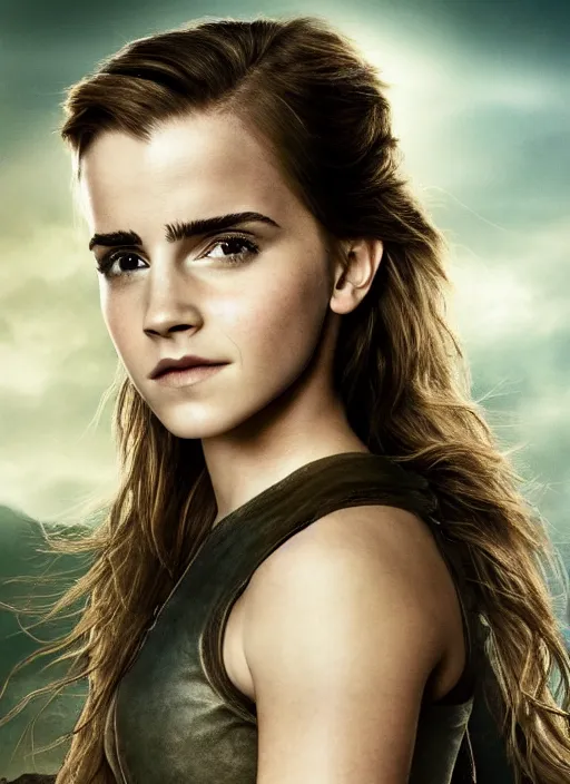 Prompt: hyper realistic photo of warrior princess emma watson, full body, rule of thirds, cinematic,