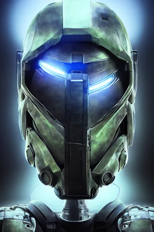 Image similar to robot ninja mask helmet halo master chief radiating a glowing aura global illumination ray tracing hdr fanart arstation by ian pesty and katarzyna da „ bek - chmiel