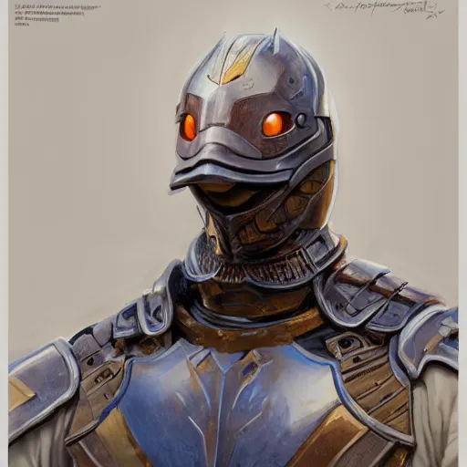 Prompt: duck!! as a realistic fantasy knight, closeup portrait art by donato giancola and greg rutkowski, realistic face, digital art, trending on artstation, symmetry!!